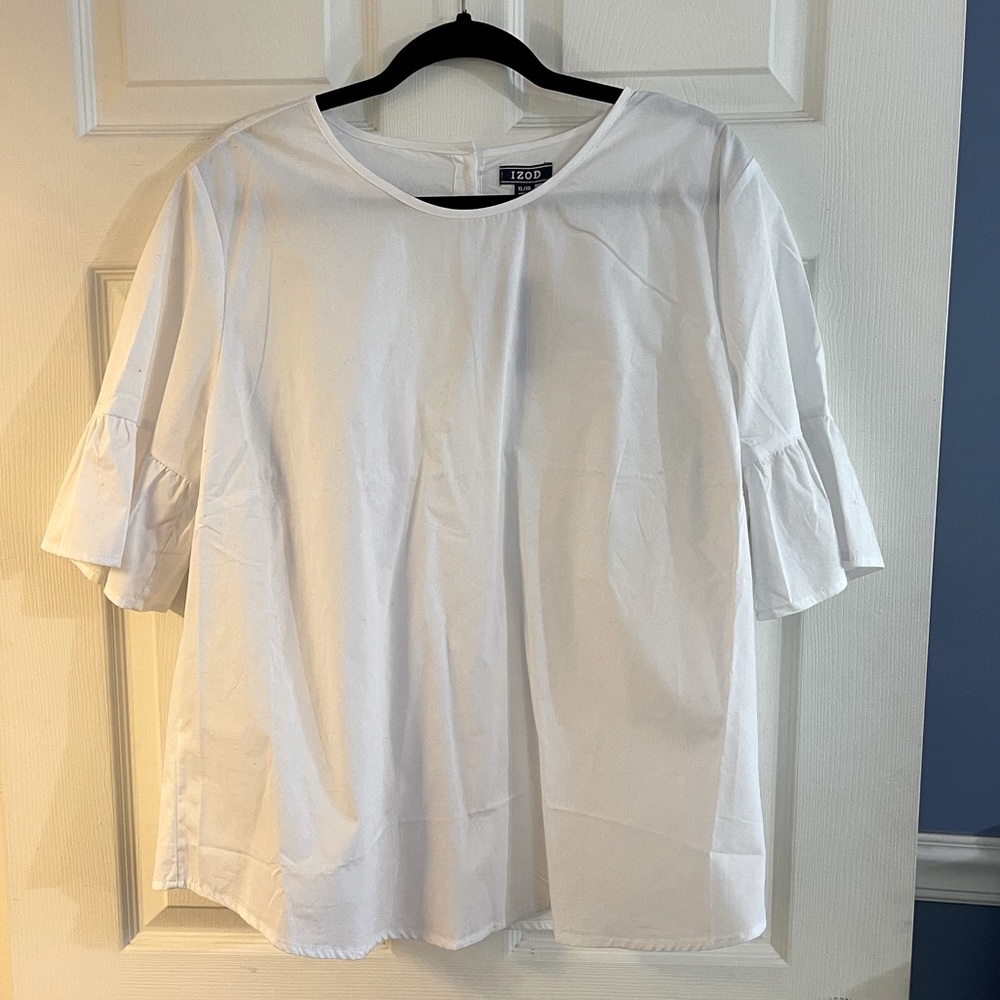 Izod Cotton Blouse button up back NWT Size XL